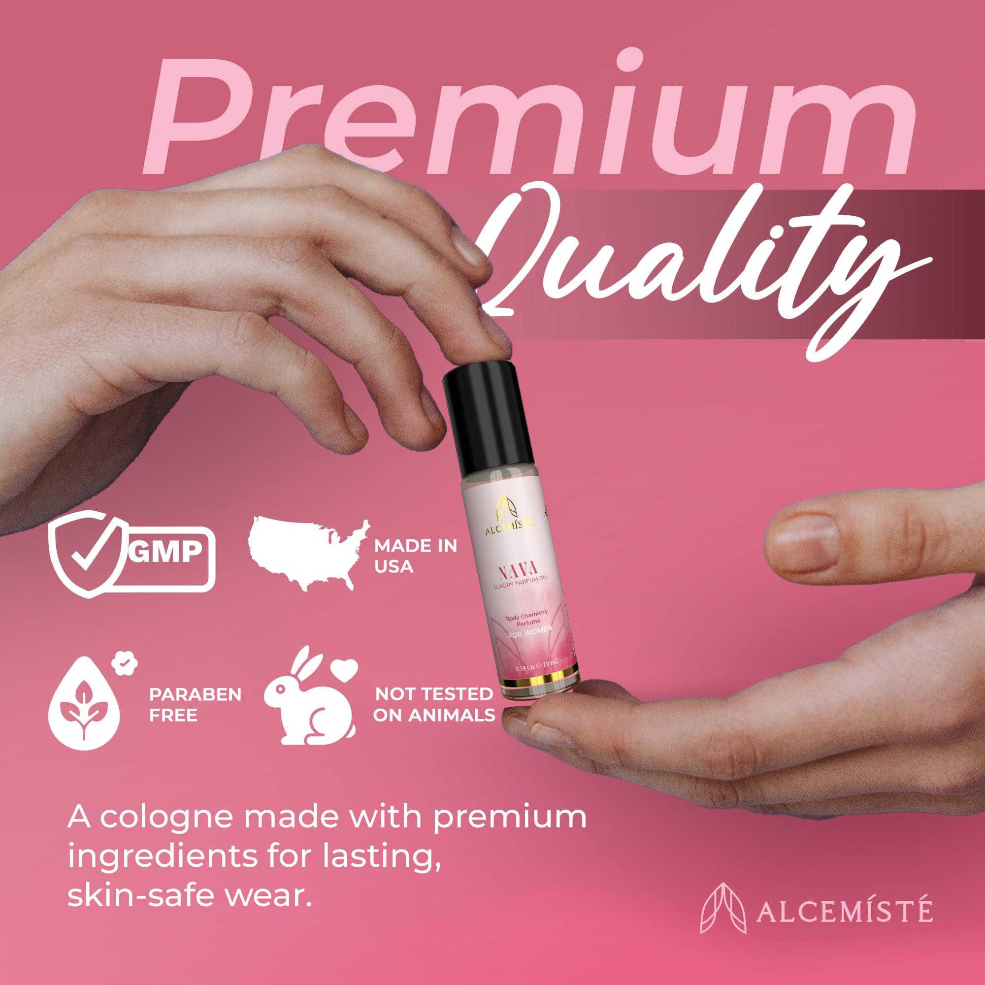 ALCEMÍSTÉ Concentrated Pheromones Perfumes For Women - Premium Enhanced Scents Feromonas Perfume Oil Cologne - Travel Size, Rollerball with Sweet, Floral, Feminine Scent 0.34 oz (10 mL)