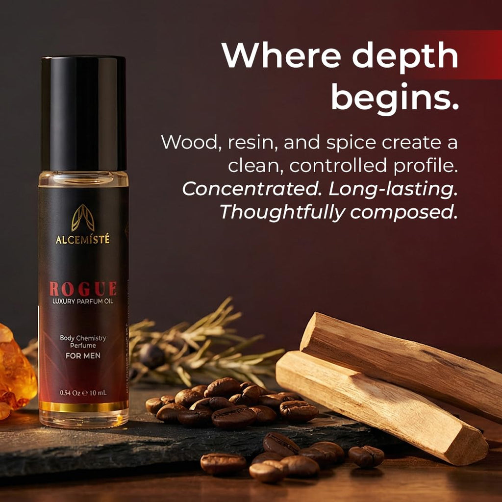 ALCEMÍSTÉ Rouge Pheromones Cologne for Men – Concentrated Pheromones Perfume For Men - Body Chemistry Fragrance For Him - Bold, Raw, Refined Scent - Travel Size, Rollerball Formula - 0.34 oz (10 mL)