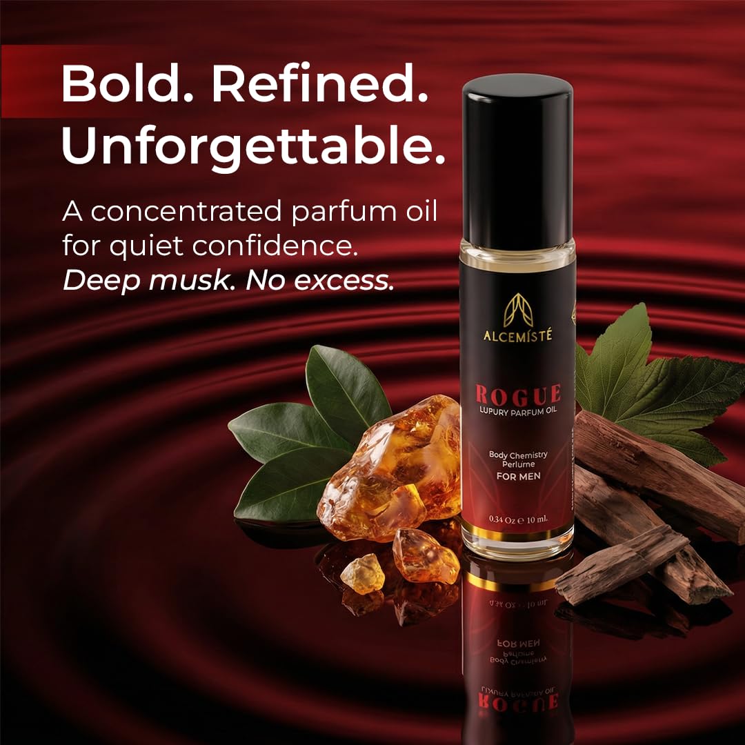 ALCEMÍSTÉ Rouge Pheromones Cologne for Men – Concentrated Pheromones Perfume For Men - Body Chemistry Fragrance For Him - Bold, Raw, Refined Scent - Travel Size, Rollerball Formula - 0.34 oz (10 mL)