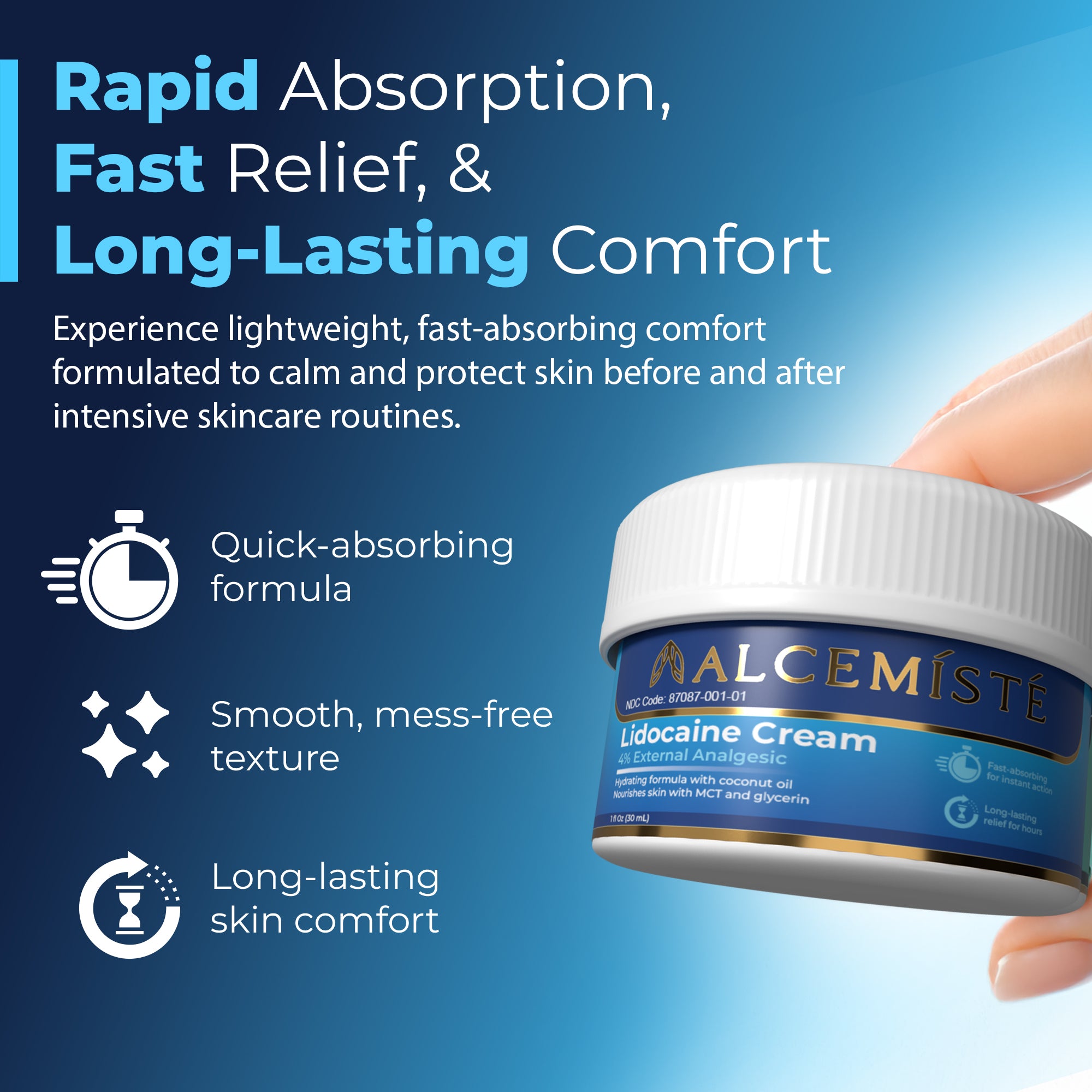 Premium Lidocaine Numbing Cream Extra Strength – Professional-Grade 4% Formula For General Use – Fast-Acting, Long-Lasting Topical Anesthetic Cream for Temporary Relief of Minor Skin Discomfort (1 oz)