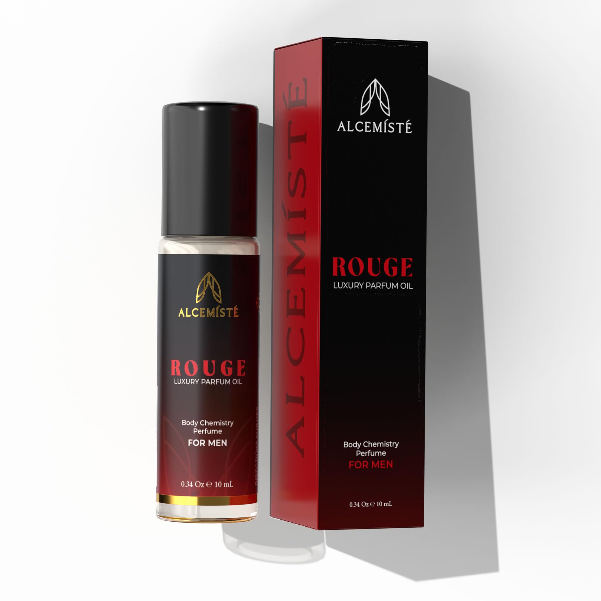 ALCEMÍSTÉ Rouge Pheromones Cologne for Men – Concentrated Pheromones Perfume For Men - Body Chemistry Fragrance For Him - Bold, Raw, Refined Scent - Travel Size, Rollerball Formula - 0.34 oz (10 mL)