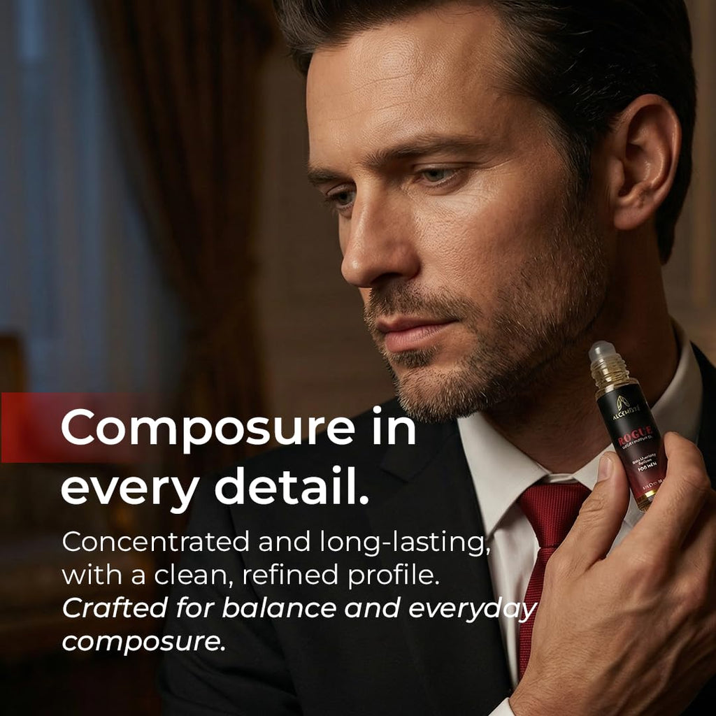 ALCEMÍSTÉ Rouge Pheromones Cologne for Men – Concentrated Pheromones Perfume For Men - Body Chemistry Fragrance For Him - Bold, Raw, Refined Scent - Travel Size, Rollerball Formula - 0.34 oz (10 mL)