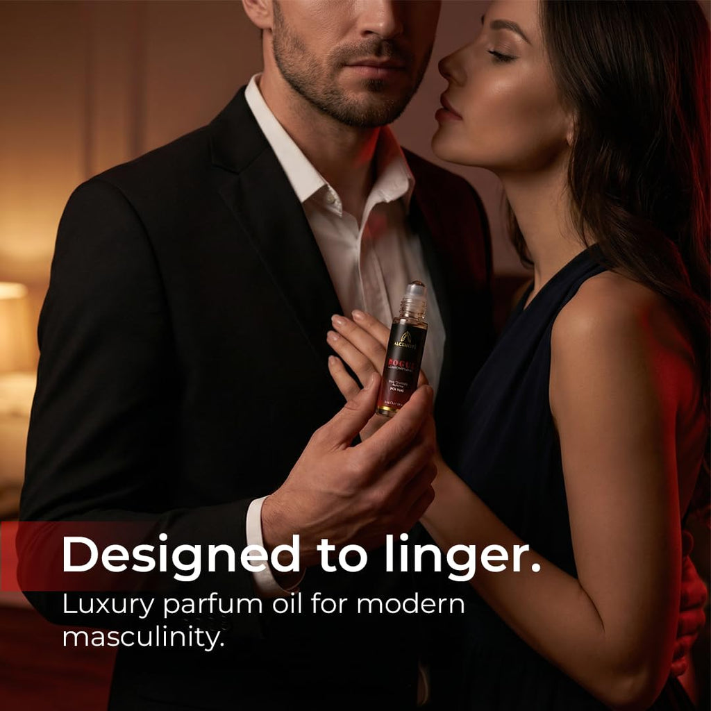 ALCEMÍSTÉ Rouge Pheromones Cologne for Men – Concentrated Pheromones Perfume For Men - Body Chemistry Fragrance For Him - Bold, Raw, Refined Scent - Travel Size, Rollerball Formula - 0.34 oz (10 mL)